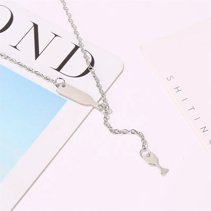 

Fashion boho simple wine bottle and glass necklace women's long pendants and necklaces jewelry for women aesthetics accessories