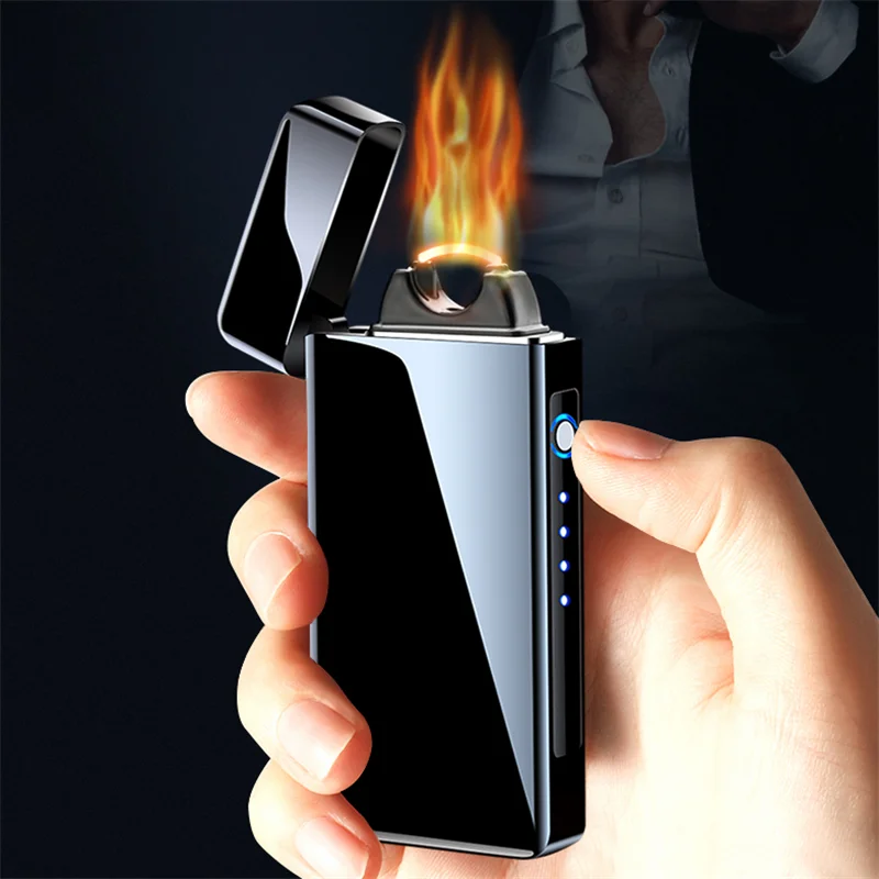 

Cigarette LED USB Cigar Display Flame Lighters Arc Candle With Lighter Electric Rechargeable Power Plasma Lighter Windproof For