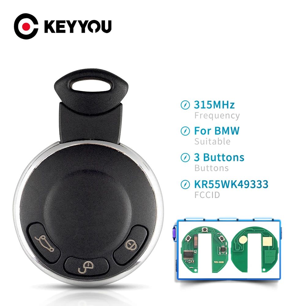 

KEYYOU 5pcs For BMW Mini COOPER S ONE D CLUBMAN COUNTRYMAN CABRIO Smart Key Car Remote Key KR55WK49333 315MHz/868MHz ID46 Chip