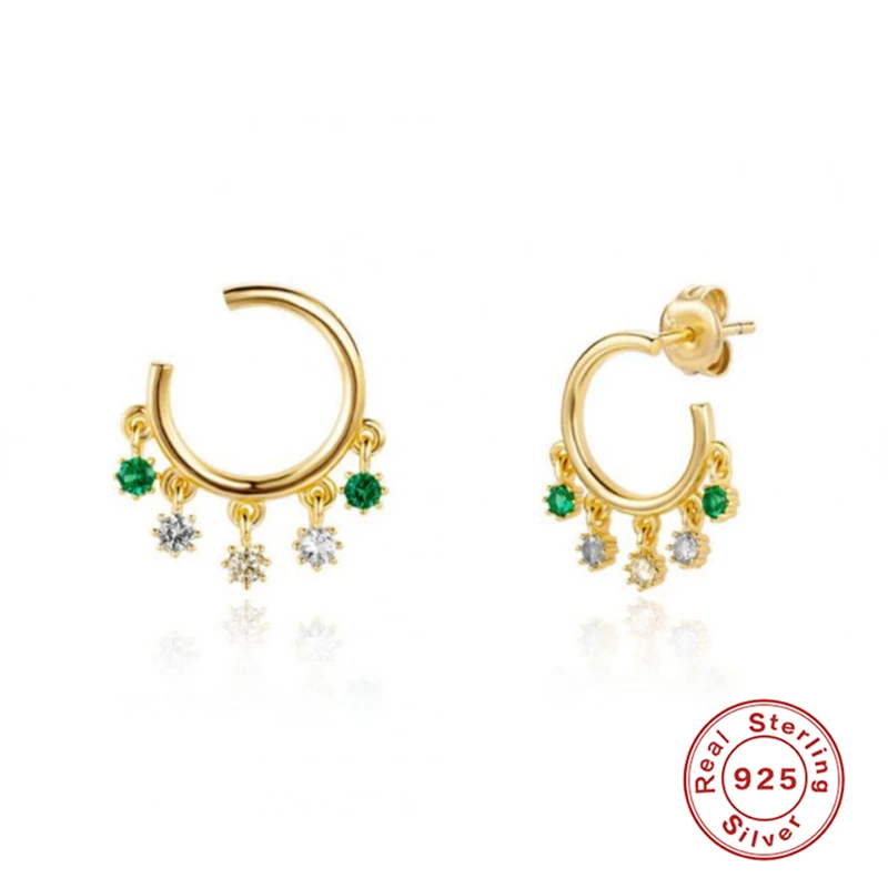 Женские серьги-гвоздики с кристаллами циркония ROXI зеленые Разноцветные Летние