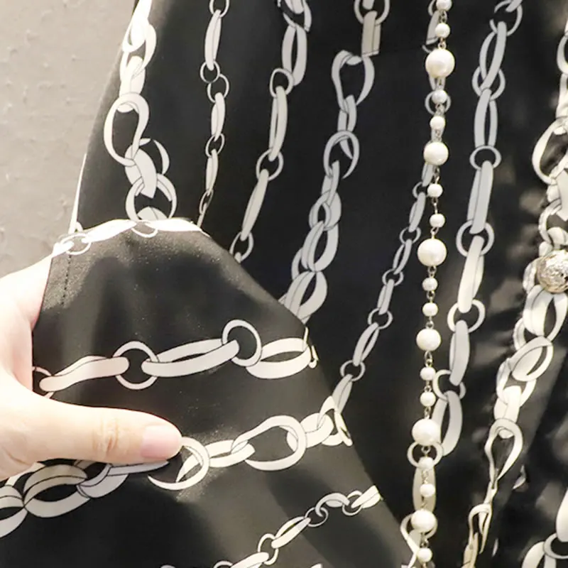 

XITAO Print Casual Shirt Women Trendy Fashion New Korean Style Turn Down Collar Long Sleeve Pocket Loose Elegant Button ZY4767