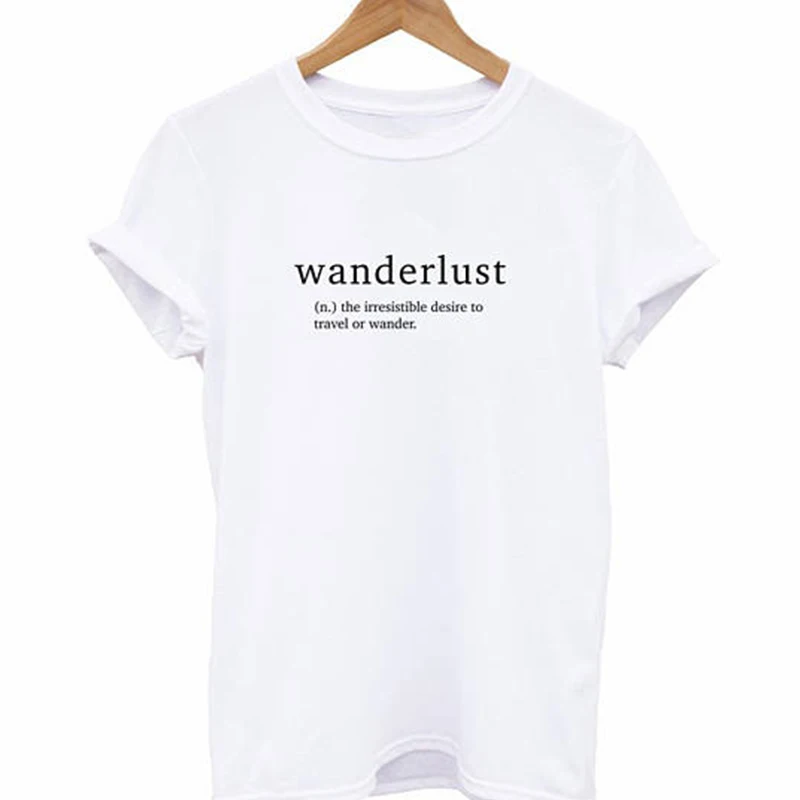 Женская футболка с принтом вождель непреодолимая желаемая для путешествий