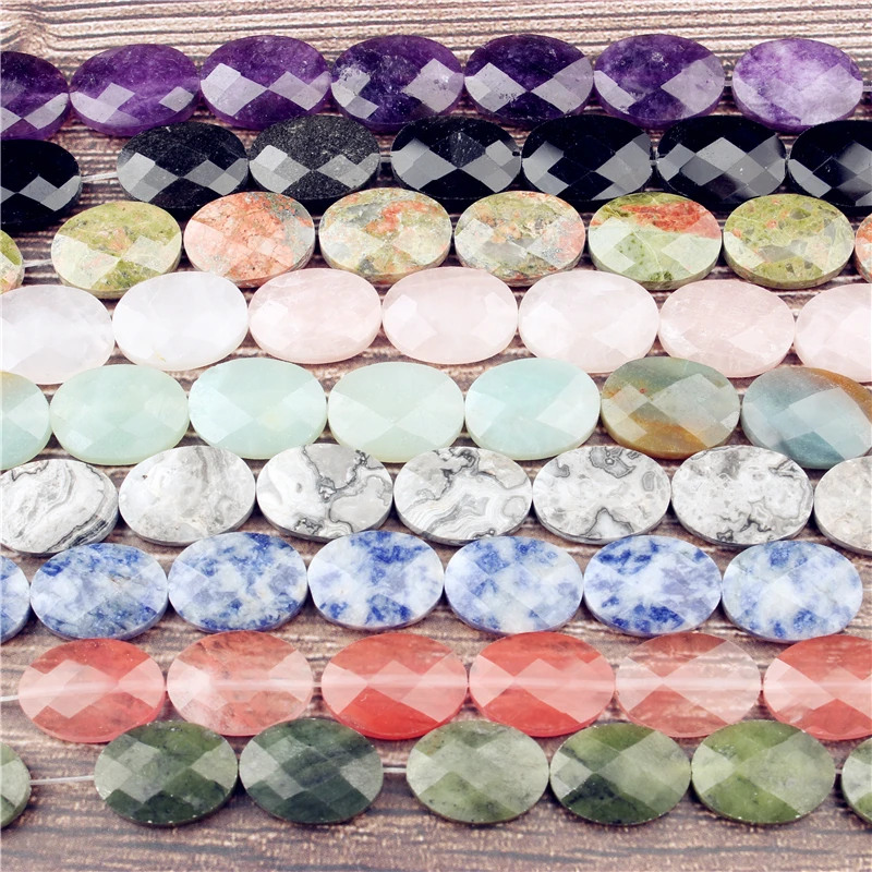 LanLi овальный натуральный камень с огранкой в лице 16x16 мм коллекция DIY аксессуары