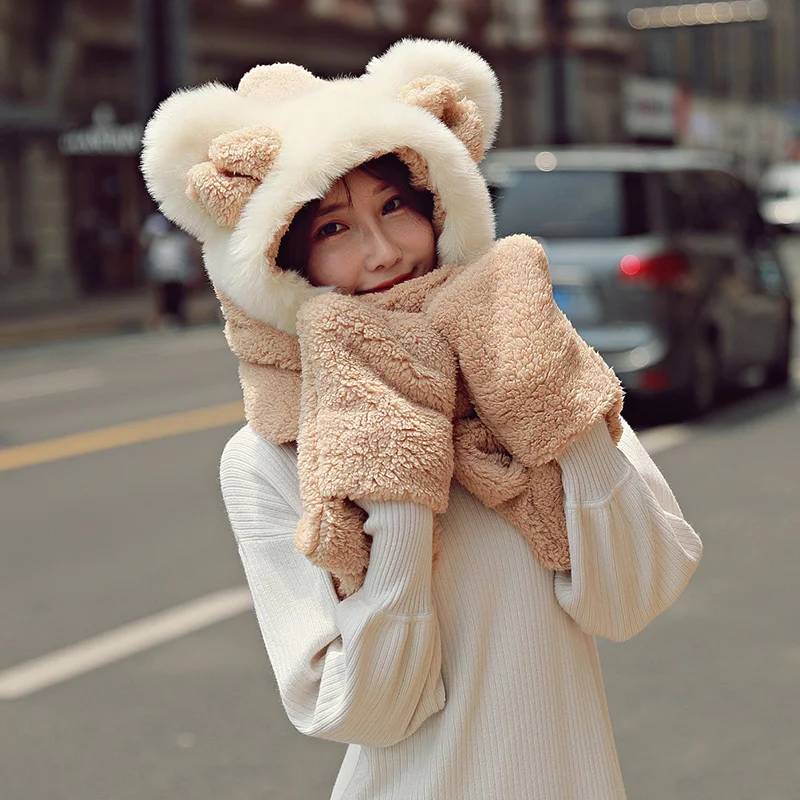 Осень и зима 2021 новинка милый плюшевый шарф перчатки для родителей детей шапка