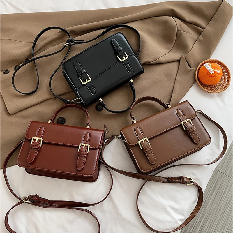 

Vintage Square Tote Bags for Women Stylish Purses and Handbags Luxury Designer Female PU Leather Shopper Shoulder Crossbody Bag
