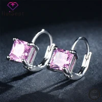 huisept earrings accessories 925 silver jewelry with 7mm zircon gemstone square shape drop earrings for women wedding party gift