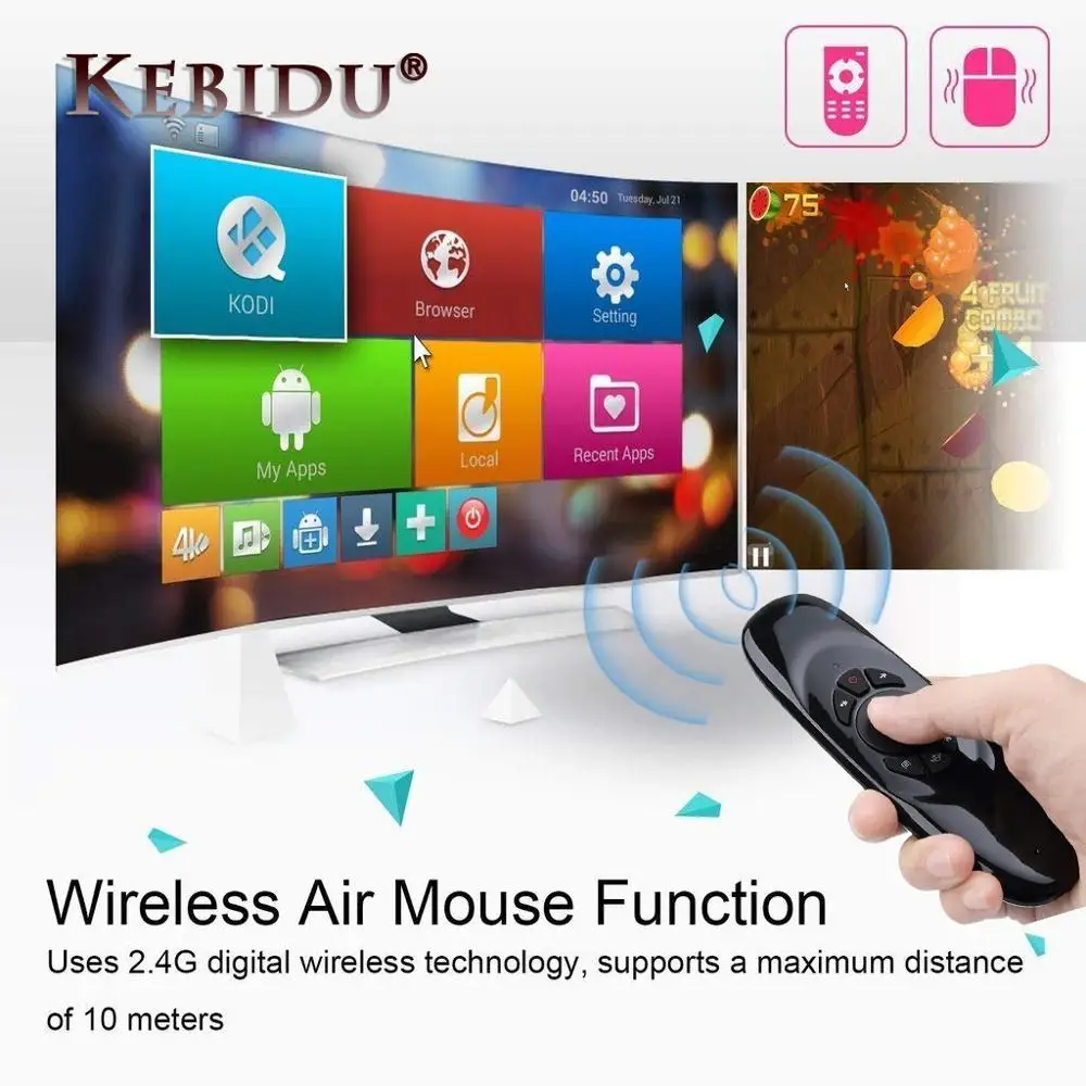 Kebidu 2.4GHz Wireless Keyboard Air Mouse Remote Control Russian English Rechargeable Handheld for Gaming Smart TV BOX PC