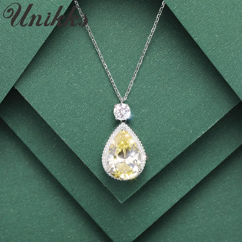 

High-end simulation color treasure necklace women 925 sterling silver yellow diamond drop diamond necklace women luxury temperam