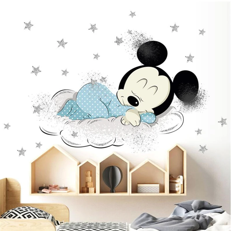 Cartoon Mickey Minnie wall stickers for kids room Princess Room Sticker Disney Movie Poster Bedroom decoration | Дом и сад
