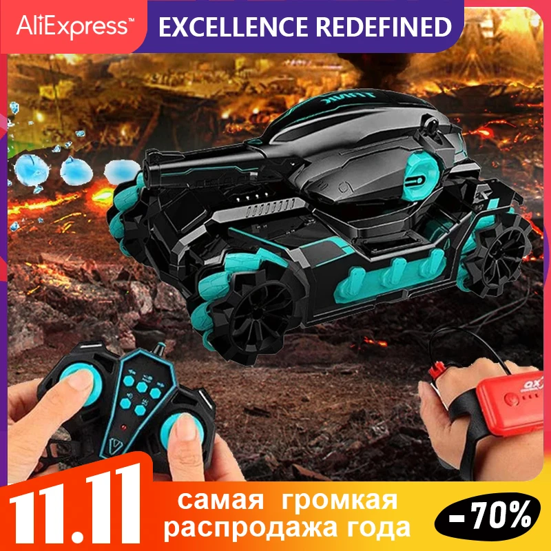 

2.4G Water Bomb RC Tank W/ Light & Music Shoots Toys For Boys Tracked Vehicle Remote Control War Tanks Tanques De Radiocontrol