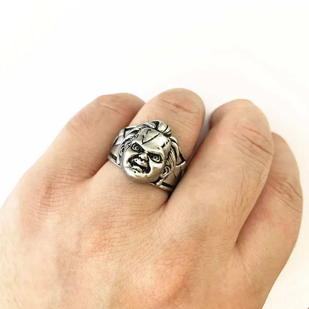 

FANTASY UNIVERSE TV Movies Show Original Design Quality Anime Cartoon Cosplay Horror Chucky Face Ring Gifts for Men Woman
