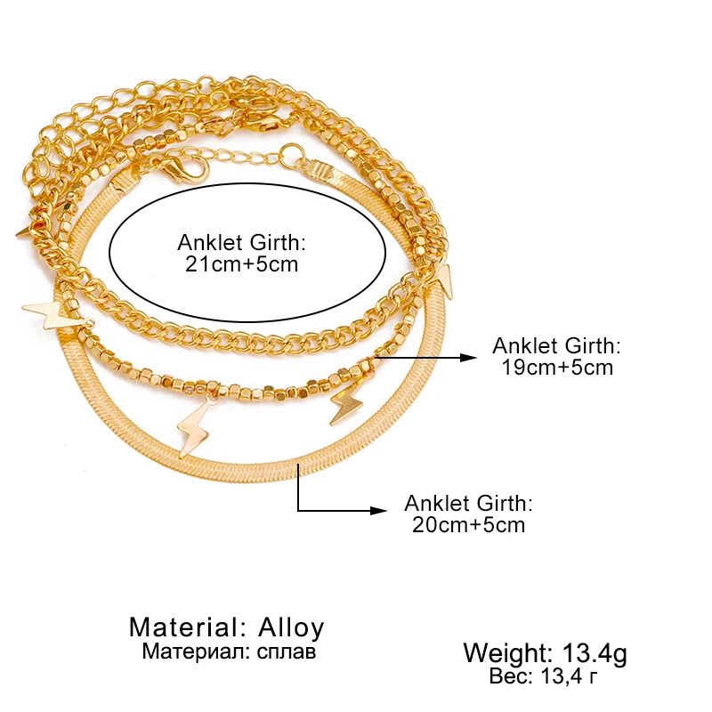 Женский винтажный браслет на ногу летняя цепочка в богемном стиле с молнией
