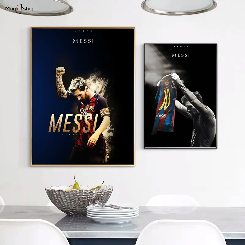 

Retro Poster Football Star Lionel Messi Canvas Painting Posters and Prints Wall Art Picture for Living Room Home Decoration Gift