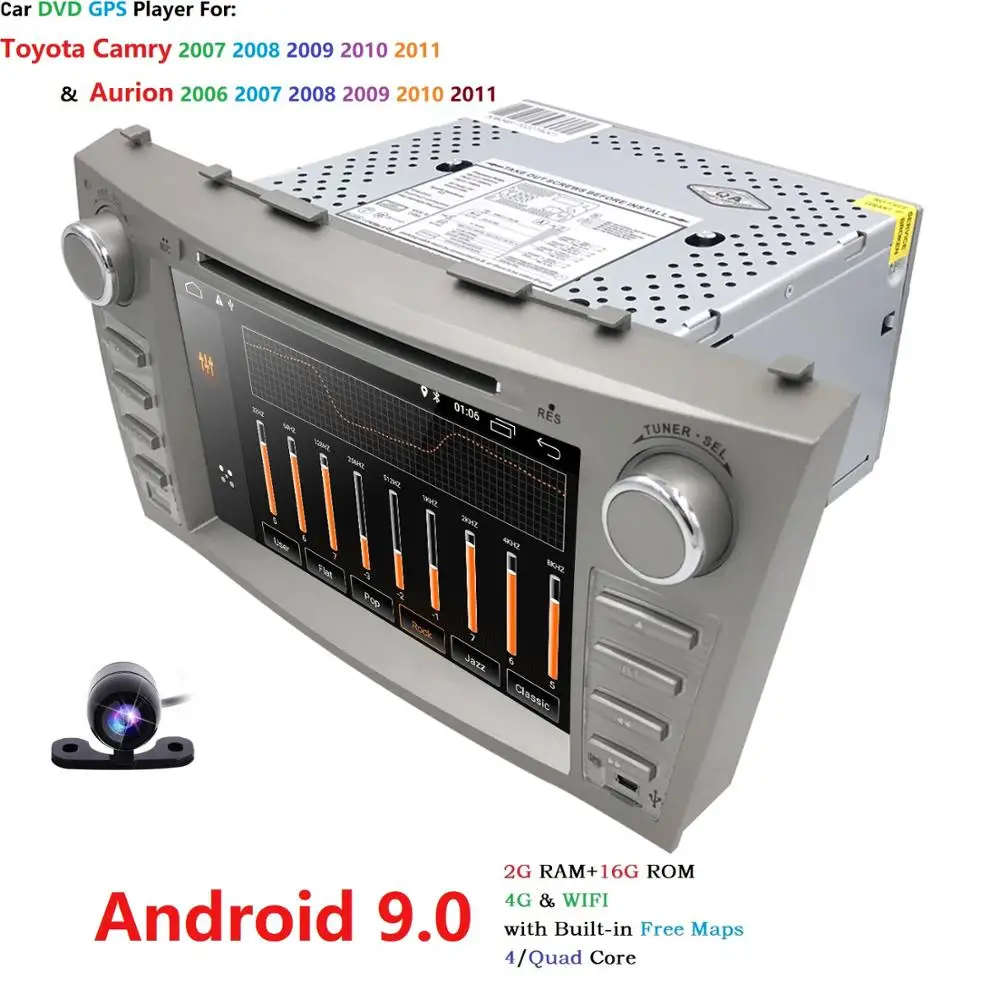 2 Din Авторадио gps Android 9 0 автомобильный DVD мультимедиа для Toyota Camry 2007 2008 2009 2010 2011 Aurion