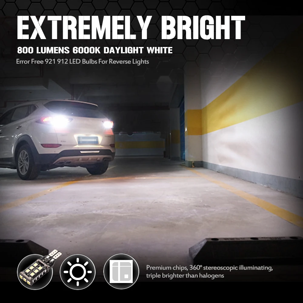 Суперъяркие Автомобильные светодиодные светильник пы MICTUNING белые лампы 2 шт. T15 921