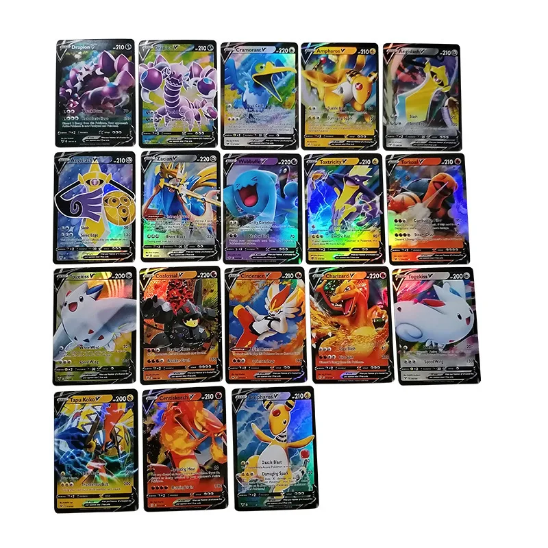 60 шт. новые английские карты Bandai Pikachu Pokemon Vmax флэш-карта для домашних животных эльф
