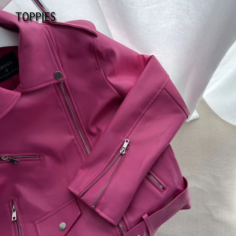 Женская кожаная куртка на молнии Toppies повседневная байкерская из искусственной
