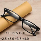Мужские очки для чтения с прямоугольными прозрачными линзами, увеличительные очки, очки с фильтром с защитой от синих лучей, компьютерные винтажные очки с фокусом плюс + 1 + 2