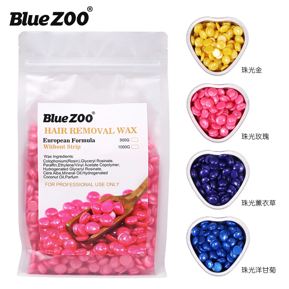 

BLUE ZOO 500g Depilatory Wax Bean Pellet Hot Film Hard Wax Bean For Body Bikini Face Hair Removal No Strip Waxing