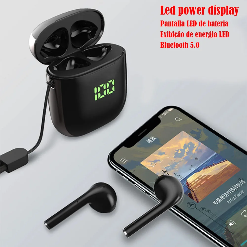 Новые Bluetooth V5.0 наушники беспроводные наушники стерео наушники гарнитура с дисплеем батареи зарядная коробка для iPhone samsung