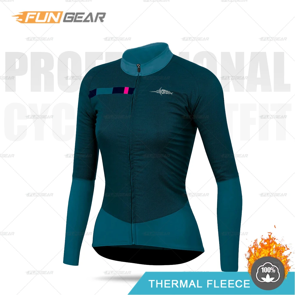

2021 Women Winter Jacket Triathlon Long Sleeve Cycling Sweatshirt Maillot ciclismo MTB Cycling Clothing Cycling Shirt Keep Warm