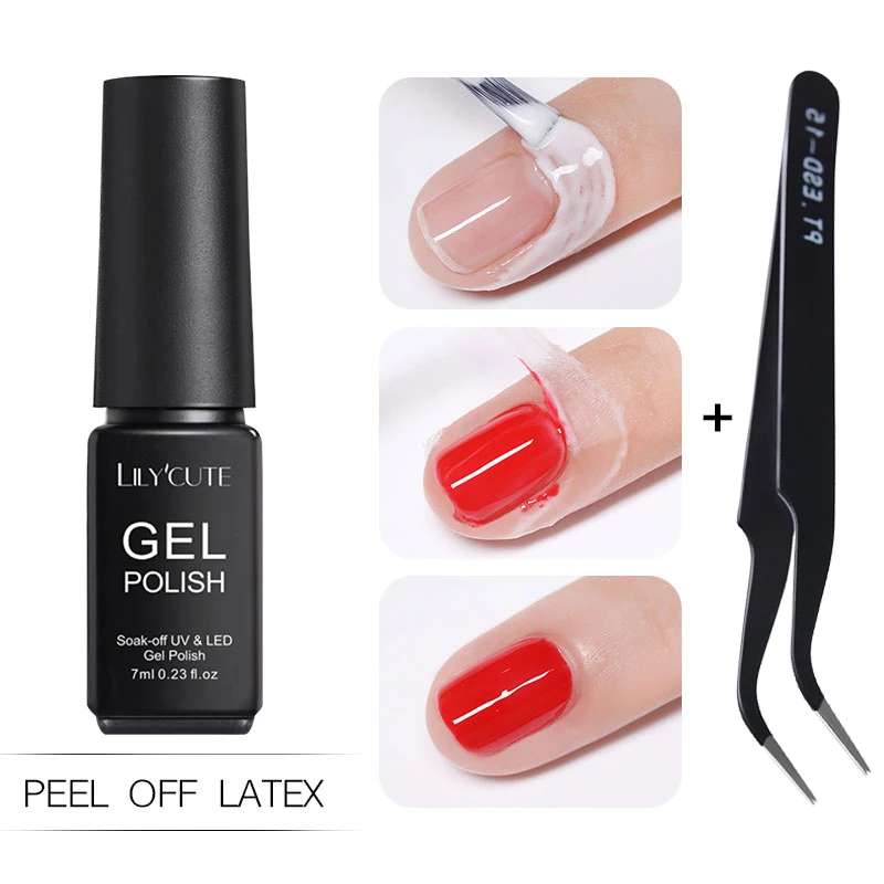 7ml-black LILYCUTE 5 мл гель для ногтей жидкая лента отшелушивается от белого цвета без запаха быстрая сушка гель для ухода за кожей края ногтей Полировочный для ногтей, Маникюрный Инструмент - Цвет: 7ml-black