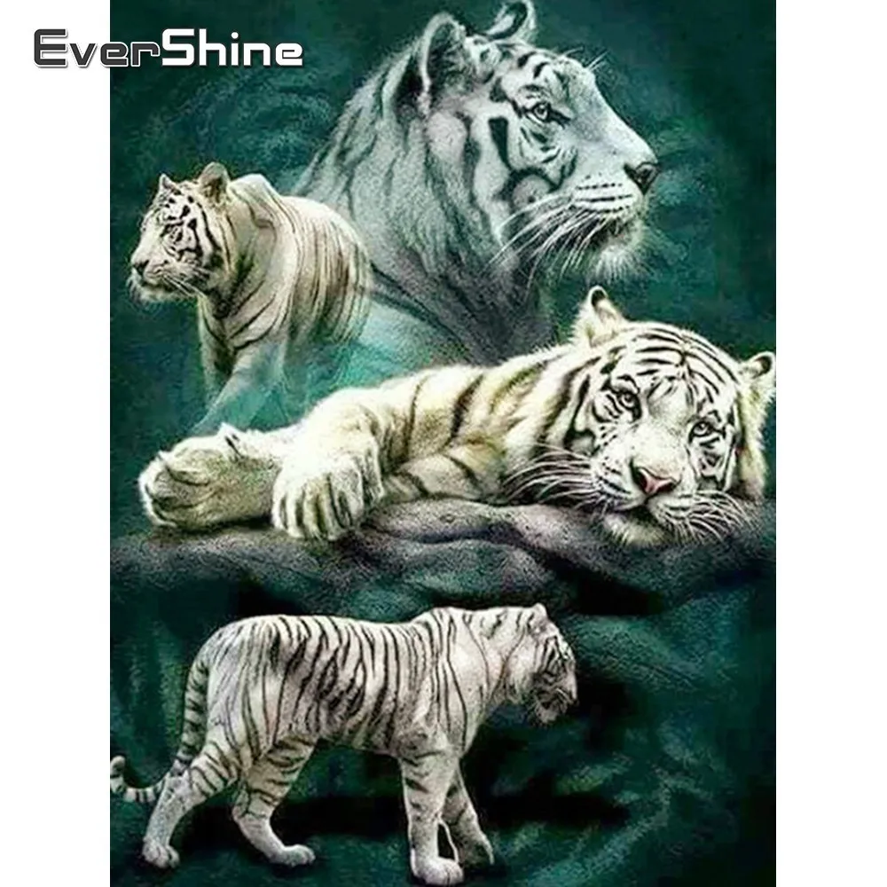 Алмазная 5D картина EverShine с тигром вышивка крестиком полная выкладка квадратная