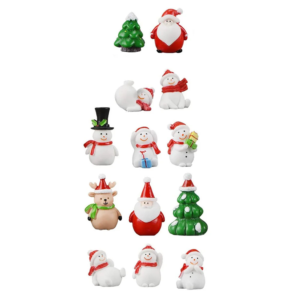 

13pcs Christmas Desktop Adornments Mini Resin Decors Micro Landscape Ornaments
