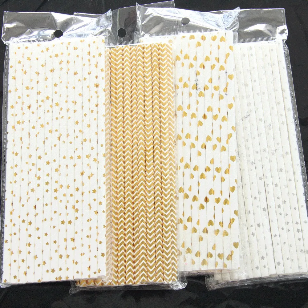 Одноразовые Бумага соломинки Винтаж полоса питьевые соломки для детей подарок