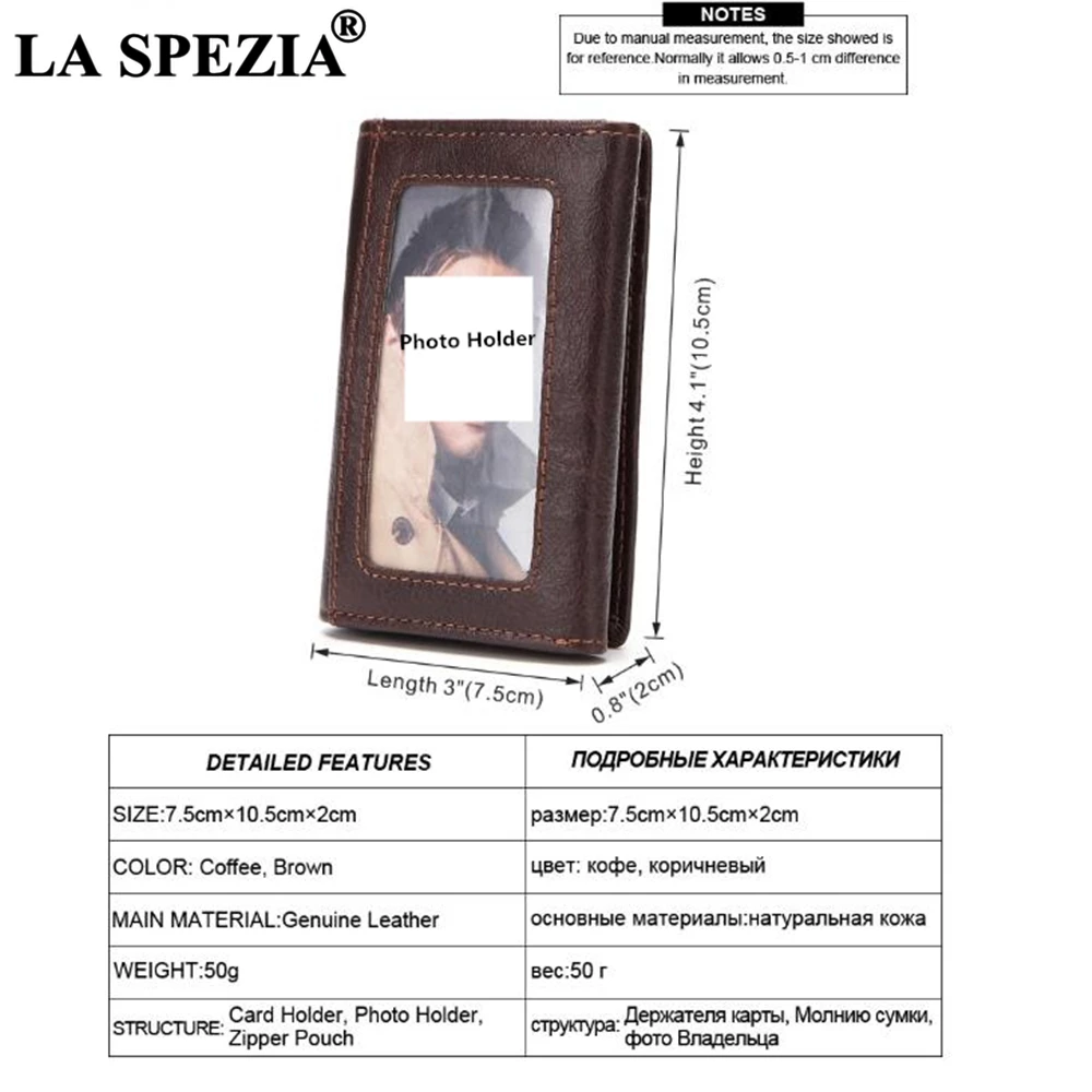 Короткий кошелек LA SPEZIA из 100% натуральной кожи винтажный на застежке для мужчин