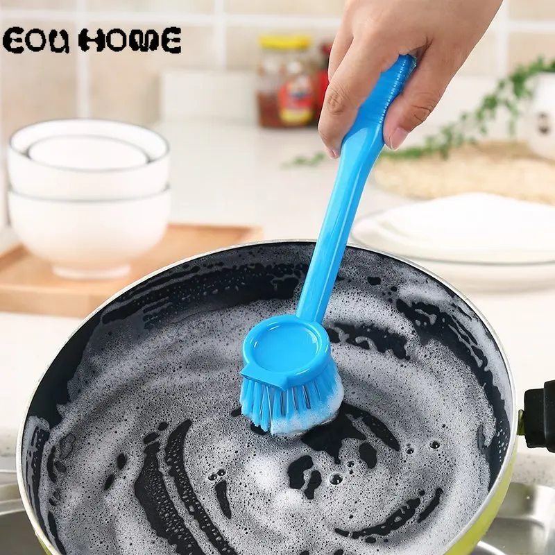 1 Pcs Hangable Long Handle Soft Hair Brush Multifunctional Cleaning Strong Decontamination Dishwashing Pot Kitchen Cleaner Tools