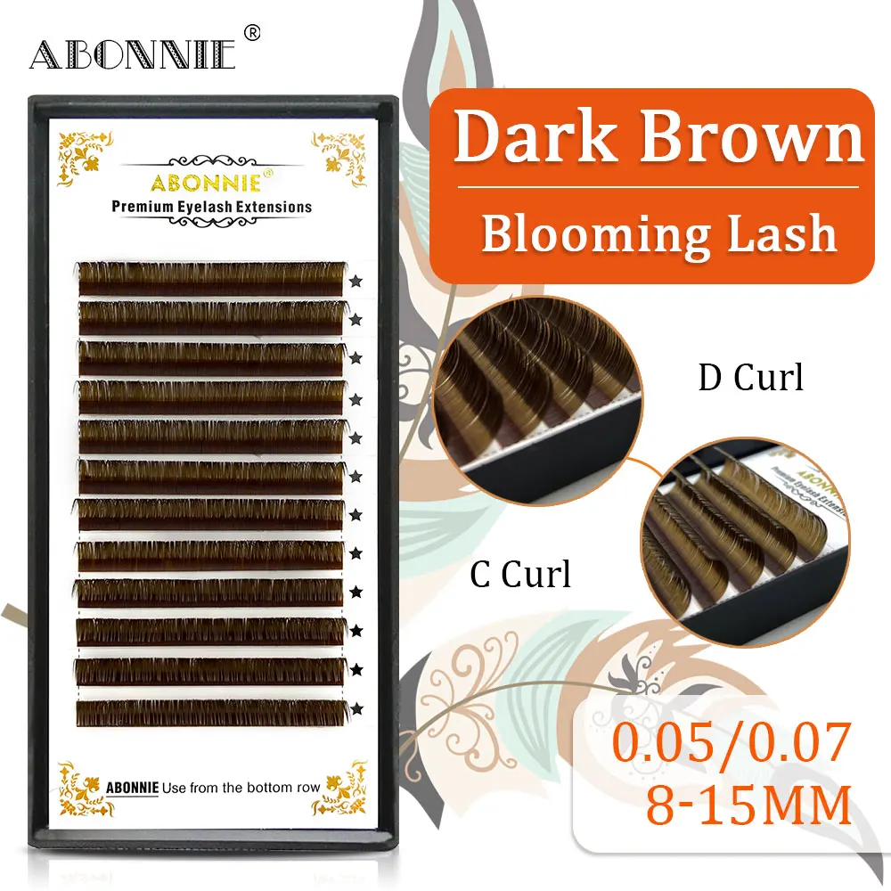 

Abonnie Dark Brown Blooming Eyelash Easy Fanning Mink Individual Lashes 1s Flowering Volume Eyelash Fast Fan Extenstion