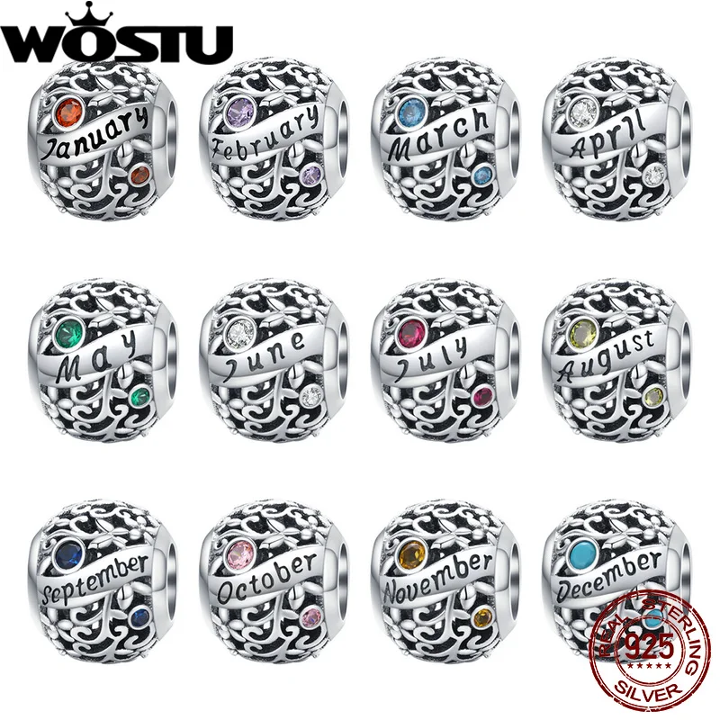 WOSTU реальные 925 пробы серебряный бисер очарование подходит к подлинным браслетам Pandora, кулон браслет ювелирные изделия подарок на день рождения