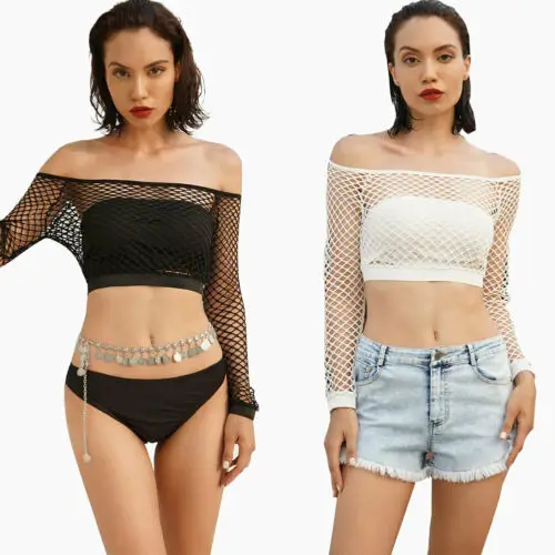 Модные Женские однотонные сетчатые ажурные летние шорты с открытыми плечами