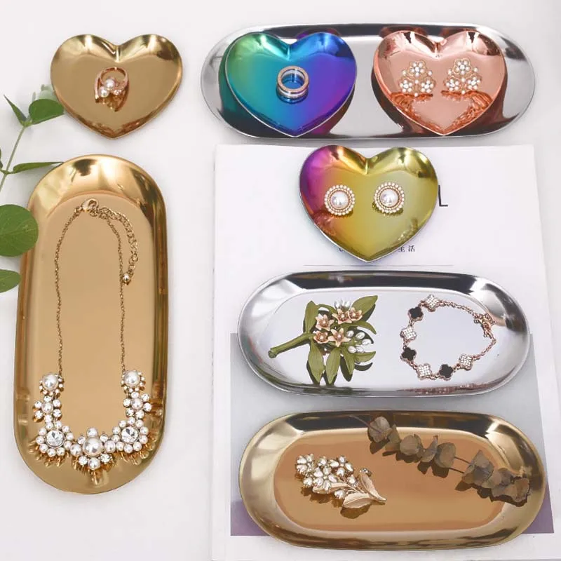 Металлический поднос для украшений в скандинавском стиле Овальный Настольный