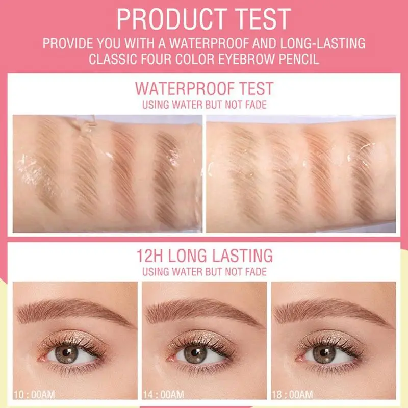 

4-color wood eyebrow pencil Waterproof sweatproof Permanent Makeup Eye brow Pencil non-removing color eyebrow