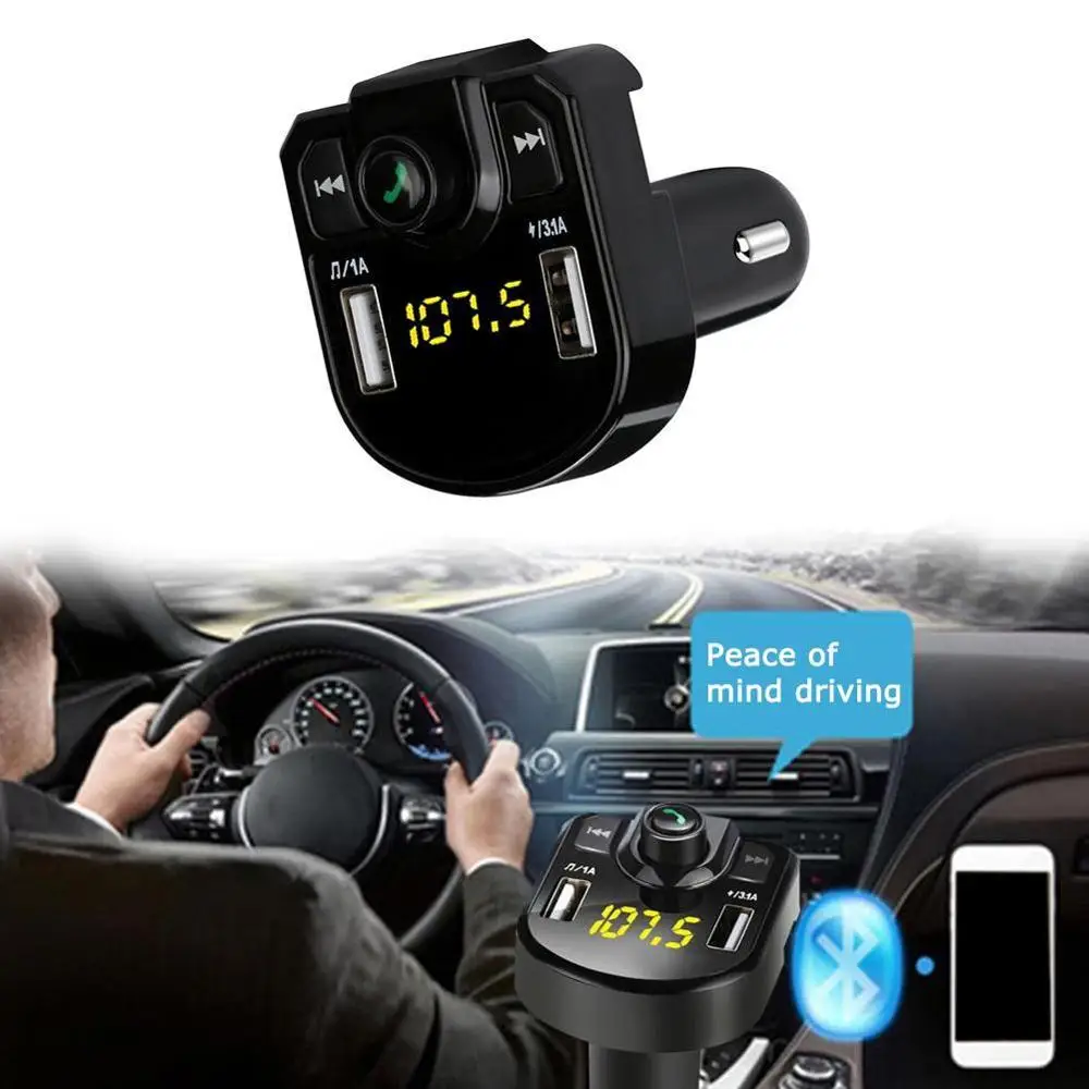 Светодиодный FM передатчик 4 1 А bluetooth автомобильный комплект автомобильное