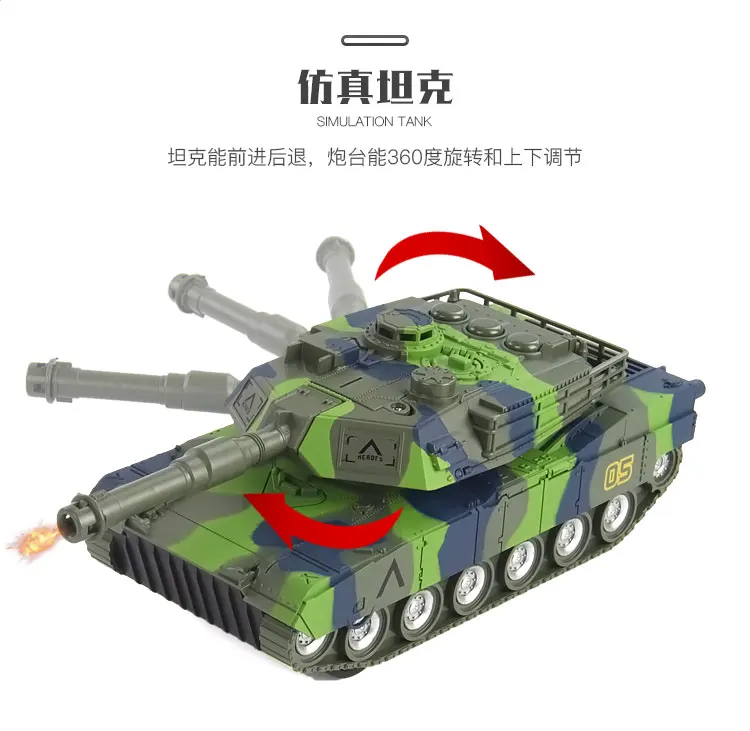 Модель армейского танка игрушка со светодиодным звуком Детские инерционные