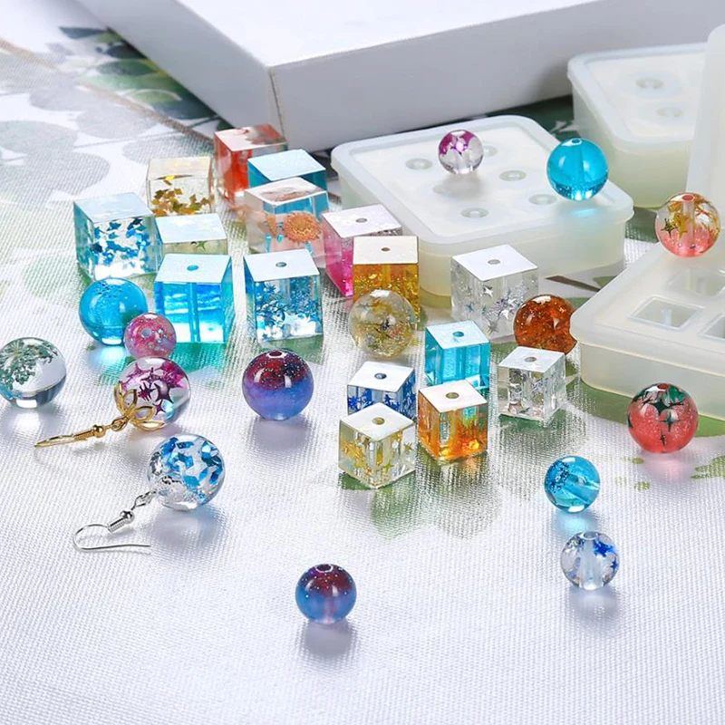 

Transparent Rectangle Silicone Bead Mould Square Ball 6 Hanging Holes DIY Epoxy Jewelry Mold Resin Molds For 6Styles Jewelry