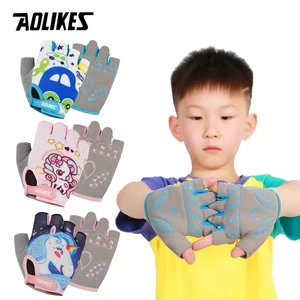 AOLIKES Kids Cycling Gloves Half Finger Skate Child Mountain Bike Bicycle Gloves Sports Gloves for B
