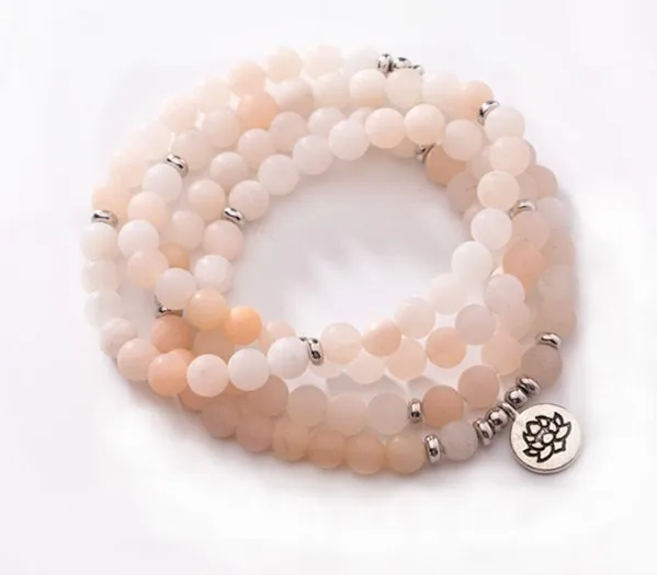

Pink Aventurine 108 beads 8mm elastic adjustable Lotus life tree Buddha OM eye Chakra Reiki agate Onyx Bracelet necklace yfh4