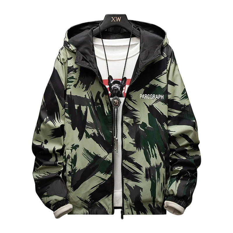 

LES KOMAN Maple Printing Spring Autumn New Men Jacket Casul Streetwear Hooded Coats Outwear Doublesides Regular S-5XL