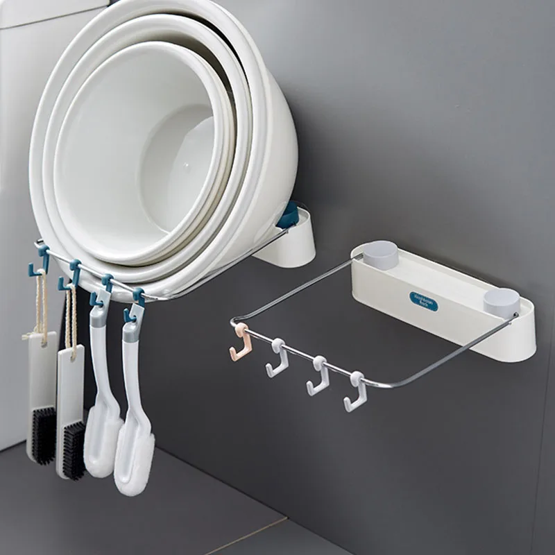 

Basin Rack Bathroom Wall Mount Rack Household Creative Multi-Function Seamless Basin Storage Rack Organizer