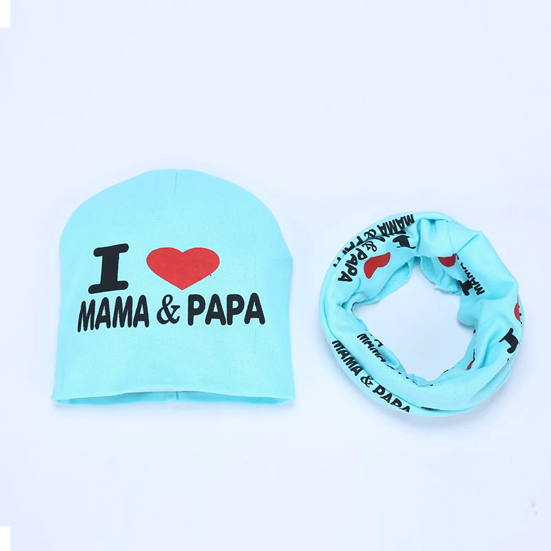 Детская шапка и шарф комплект из 2 предметов с принтом I люблю мама папа Осень-зима