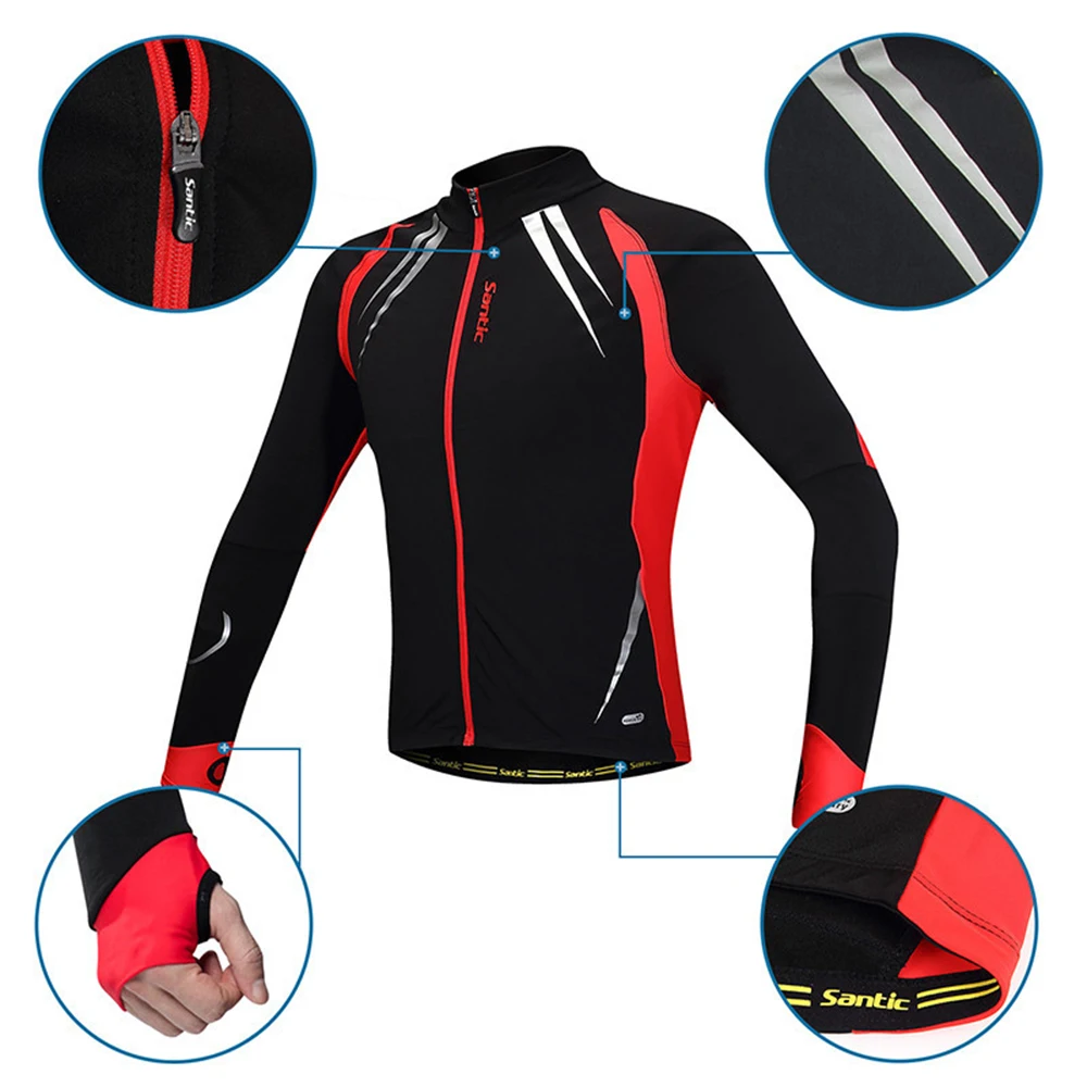 Мужская куртка для велоспорта Santic зимнее пальто с флисовой подкладкой