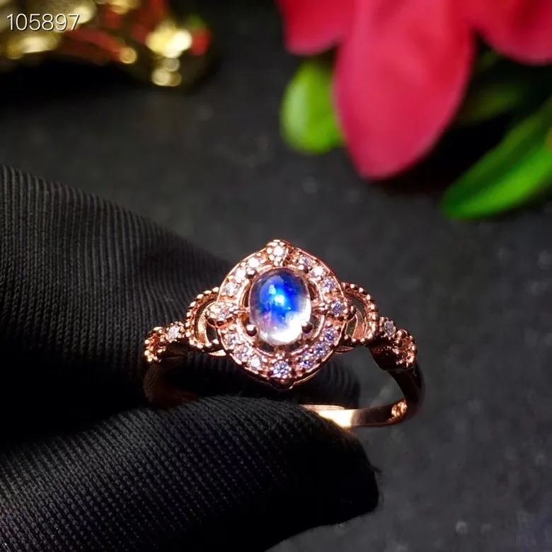 Лунный камень кольцо стихийных бедствий и реальный лунный обручальное Обручение