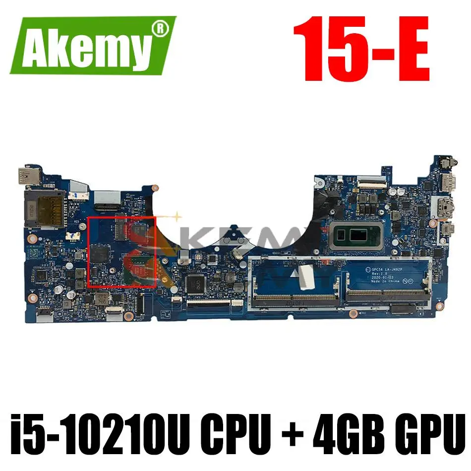 

Материнская плата Akemy для ноутбука HP 15-E 15T-E 15T-ED000, системная плата с процессором i5-10210U + 4 Гб GPU