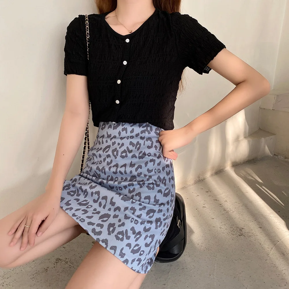 

High waist Leopard print skirt Retro Slim Sexy Mini skirts bodycon skirt summer pattern elastic skirt summer women's skirt