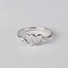 Новое маленькое кольцо в форме сердца, креативное открытое двойное кольцо из стерлингового серебра 925 пробы с кристаллами R137