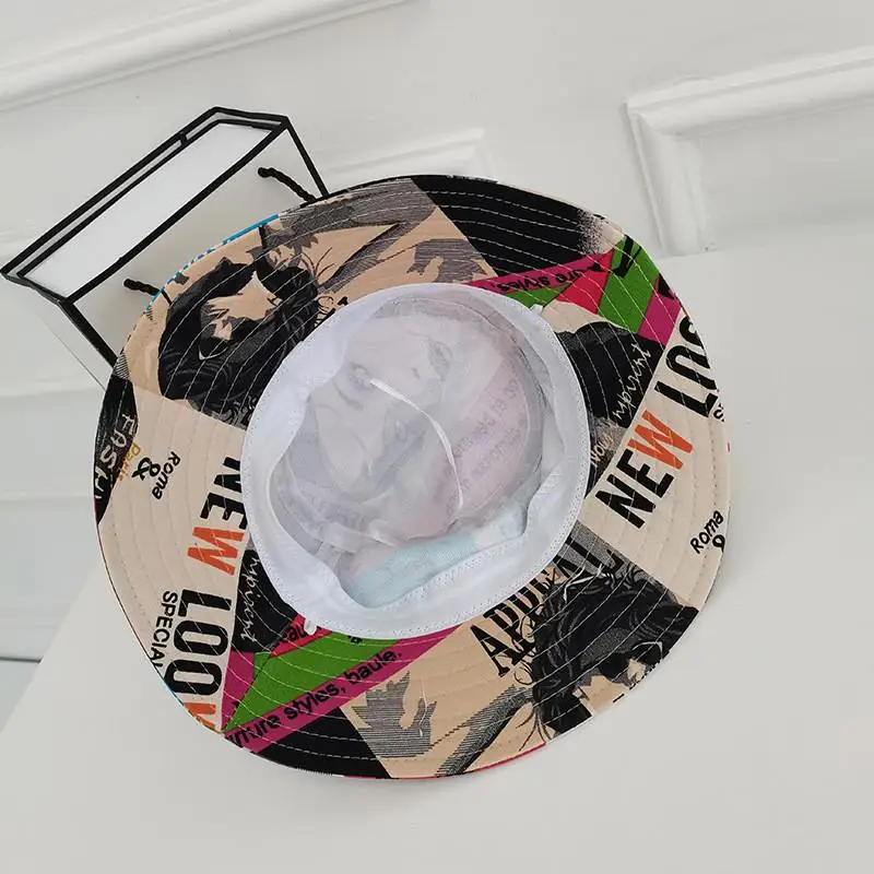 

2021 new style fashion joker personality graffiti Bucket Hat Fisherman Hat outdoor travel hat Sun Cap Hats for Women 254